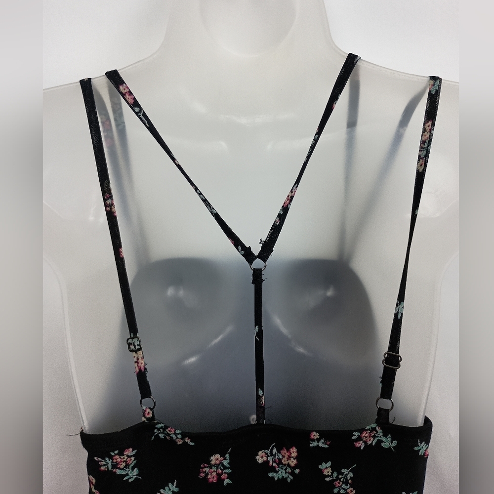 XHILARATION Whimsigoth Summer Fairy Ruffle Floral Black Romper Spaghetti Straps - Picture 8 of 10